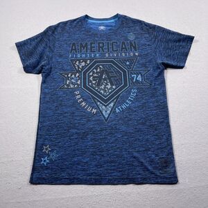 American Fighter Shirt Men Large Blue Heathered Graphic T- Premium Athletics